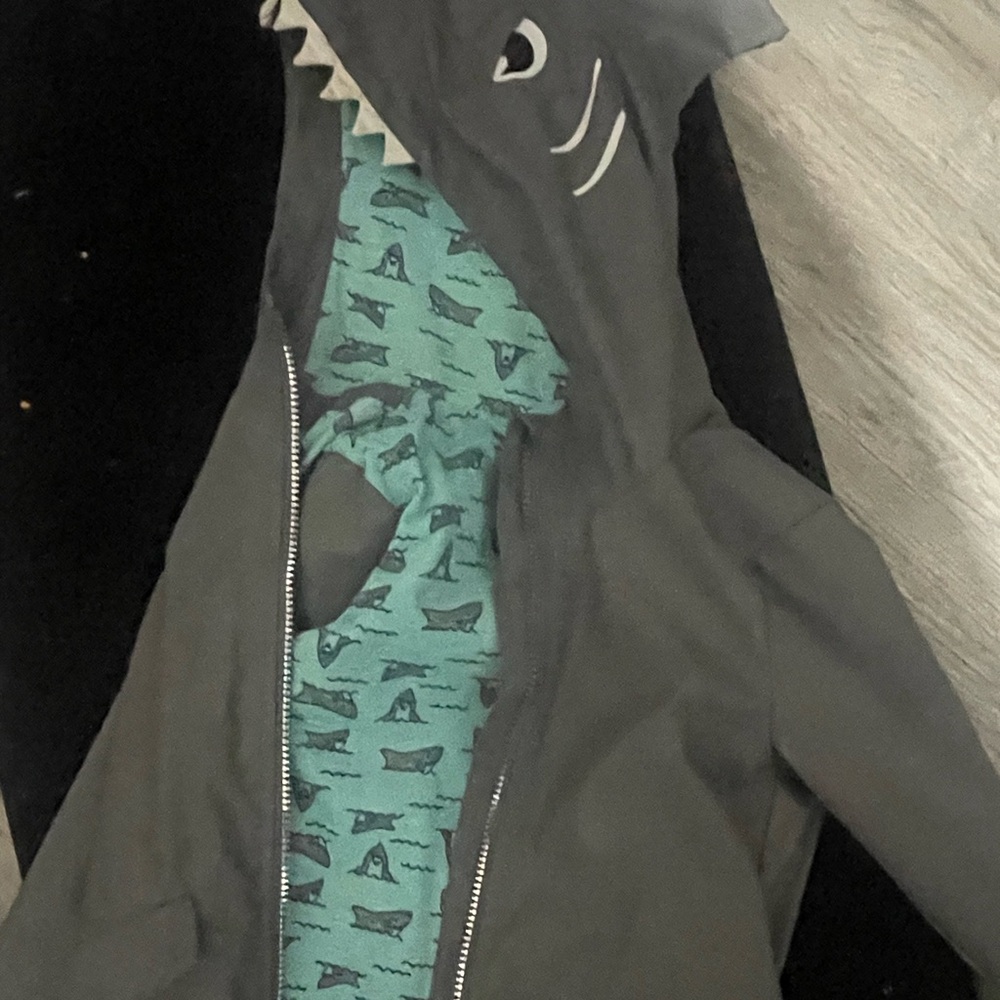 Cute boys, shark raincoat